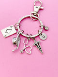 Graduation Keychain, Silver Ace Card, Graduation Cap, Heart Stethoscope, Caduceus, Initial, Birthstone Charm, Graduation Gift, N5804A