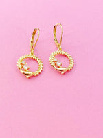 Gold Dolphin Charm Earrings, Birthday Gift, N5218