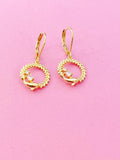 Gold Dolphin Charm Earrings, Birthday Gift, N5218