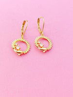 Gold Dolphin Charm Earrings, Birthday Gift, N5218