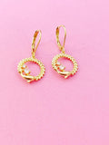 Gold Dolphin Charm Earrings, Birthday Gift, N5218