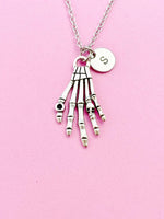 Silver Hand Skeleton Charm Necklace, Hand Skull, Occult Charm, Gothic Charm, Halloween Personalized Gift, N806