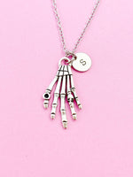 Silver Hand Skeleton Charm Necklace, Hand Skull, Occult Charm, Gothic Charm, Halloween Personalized Gift, N806