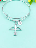 Silver Crossbow Charm Bracelet, Bow Arrow Archery Gift, N2151