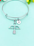 Silver Crossbow Charm Bracelet, Bow Arrow Archery Gift, N2151