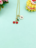 Gold Cherry Charm Necklace, Birthday Christmas Gifts, N1317
