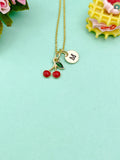 Gold Cherry Charm Necklace, Birthday Christmas Gifts, N1317
