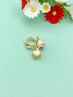 Gold Dice Charm Earrings, Luck Gift, N124A