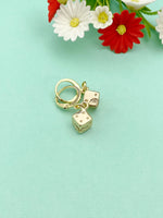Gold Dice Charm Earrings, Luck Gift, N124A