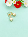 Gold Dice Charm Earrings, Luck Gift, N124A