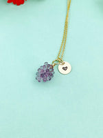 Grape Necklace, Gold Purple Grape Necklace, Girlfriends Gift, N5159