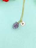 Grape Necklace, Gold Purple Grape Necklace, Girlfriends Gift, N5159