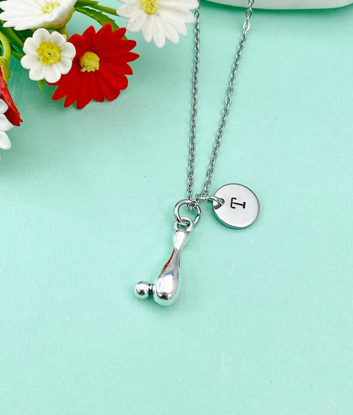 Silver Bowling Pin Charm Necklace, N803A