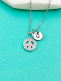 Silver Peace Sign Charm Necklace,