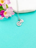 Silver Peace Sign Charm Necklace,