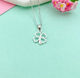 Silver Clover Charm Necklace, Shamrock St Patrick's Day Gifts, N2589A