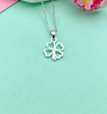 Silver Clover Charm Necklace, Shamrock St Patrick's Day Gifts, N2589A