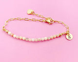 Gold Pink Opal Bracelet, Natural Gemstone Jewelry, N4013