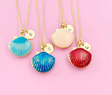 Gold Shell Locket Charm Necklace, Mermaid Girl Gifts, N5277Z