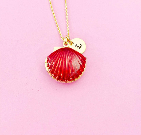 Gold Shell Locket Charm Necklace, N5277