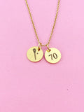 Gold Lacrosse Charm Necklace, D208