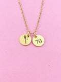 Gold Lacrosse Charm Necklace, D208