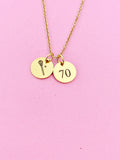 Gold Lacrosse Charm Necklace, D208