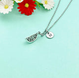 Lemon Slice Charm Necklace, Initial, Silver Tone, Foodie Gift