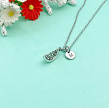 Lemon Slice Charm Necklace, Initial, Silver Tone, Foodie Gift