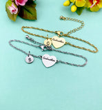 Silver or Gold Godmother Bracelet, Heart, Godmother Jewelry, Tarnish Resistant, D260A