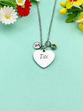 Silver Titi Heart Charm Necklace, Stainless Steel Titi Jewelry, D107