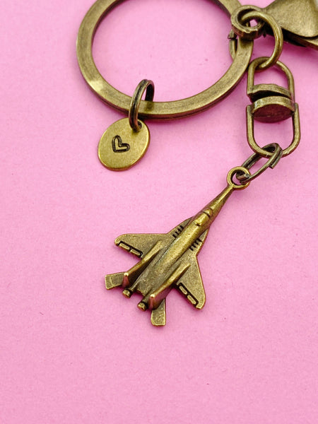 Bronze Fighter Jet Charm Keychain, N5811