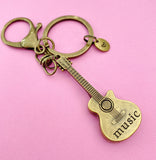 Bronze Guitar Charm Keychain, N5812
