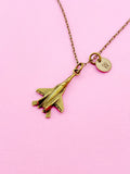 Bronze Fighter Jet Charm Necklace, Silver Option, N5811A