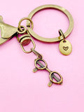 Bronze Eyeglasses Charm Keychain, N5814A