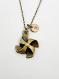 Bronze Pinwheel Charm Necklace, N5816