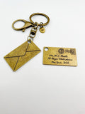 Bronze Letter Charm Keychain, The Letter Envelope Mail Charm, N5817