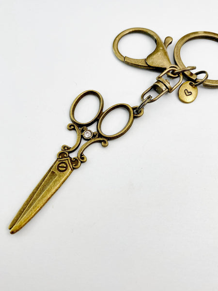 Bronze Scissors Charm Keychain, N5818