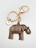 Rose Gold Elephant Charm Keychain, N5824