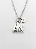Silver Fire Flames Charm Necklace, Burning Fire Flames, Campfire, N5834