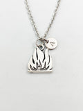 Silver Fire Flames Charm Necklace, Burning Fire Flames, Campfire, N5834