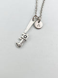 Silver Wrench Charm Necklace, Heavy Duty Pipe Wrench Tools, N5835