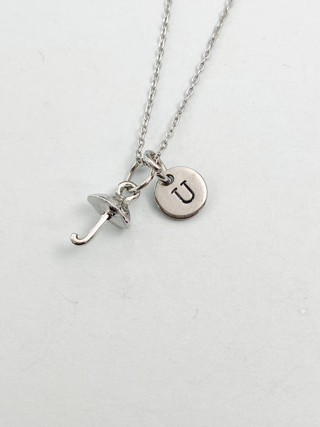 Silver Umbrella Charm Necklace, Raining Day Protecting Umbrella, N5836