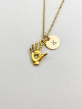 Gold Hand with Heart Charm Necklace, N5401A