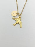 Gold Swallow Charm Necklace, Bird Charm, N5845