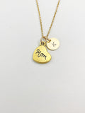 Gold Mom Heart Charm Necklace, Mother's Day Gifts, N5846