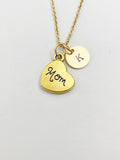 Gold Mom Heart Charm Necklace, Mother's Day Gifts, N5846