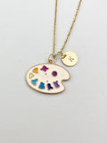 Gold Artist Paint Palette Charm Necklace, N5848