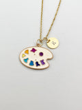 Gold Artist Paint Palette Charm Necklace, N5848