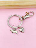 Silver Flying Pig Charm Keychain, Initial Charm